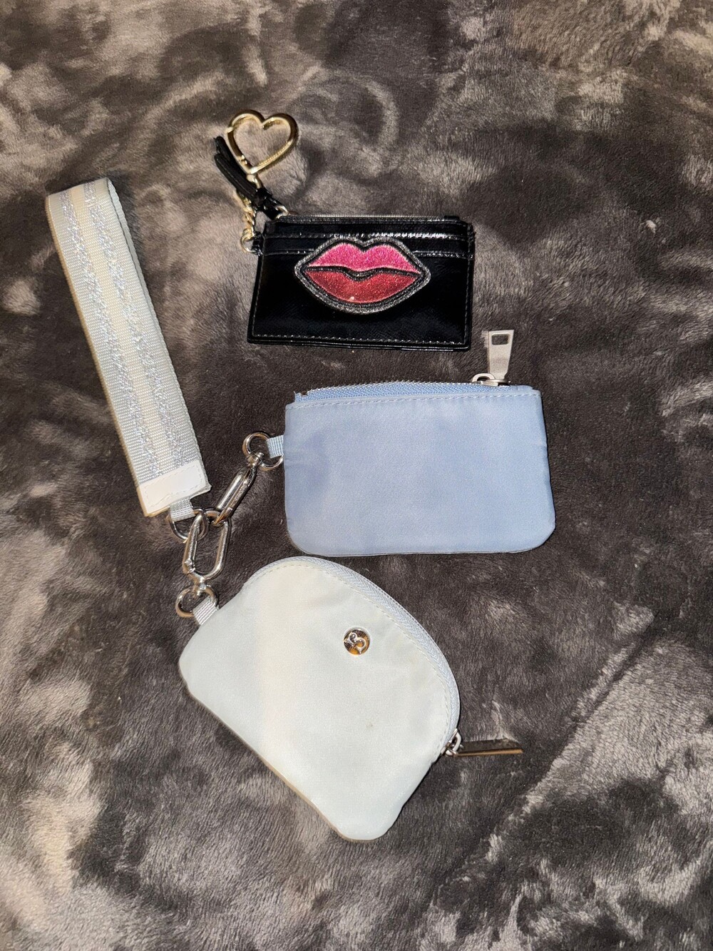 Set of 2 Giaim coin purses and Victoria secret card wallet keychain